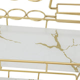 Countertop Storage Rack Double Layer Waterproof Counter Organizer Shelf with Electric Toothbrush Holder for Bathroom White Background Gold Grain
