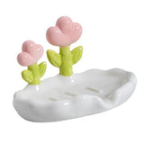Creative Cute Flower PP Soap Box Household Soap Drain Washing Holder for Bathroom Home - Front View