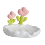 Creative Cute Flower PP Soap Box Household Soap Drain Washing Holder for Bathroom Home - Side View