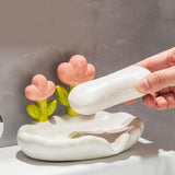 Creative Cute Flower PP Soap Box Household Soap Drain Washing Holder for Bathroom Home - 45-Degree Angle