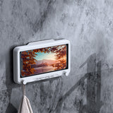 Shower Cell Phone Holder Bathroom 360 Degree Rotatable Drill Free Waterproof Wall Mounted Cell Phone Case White - 45-Degree Angle
