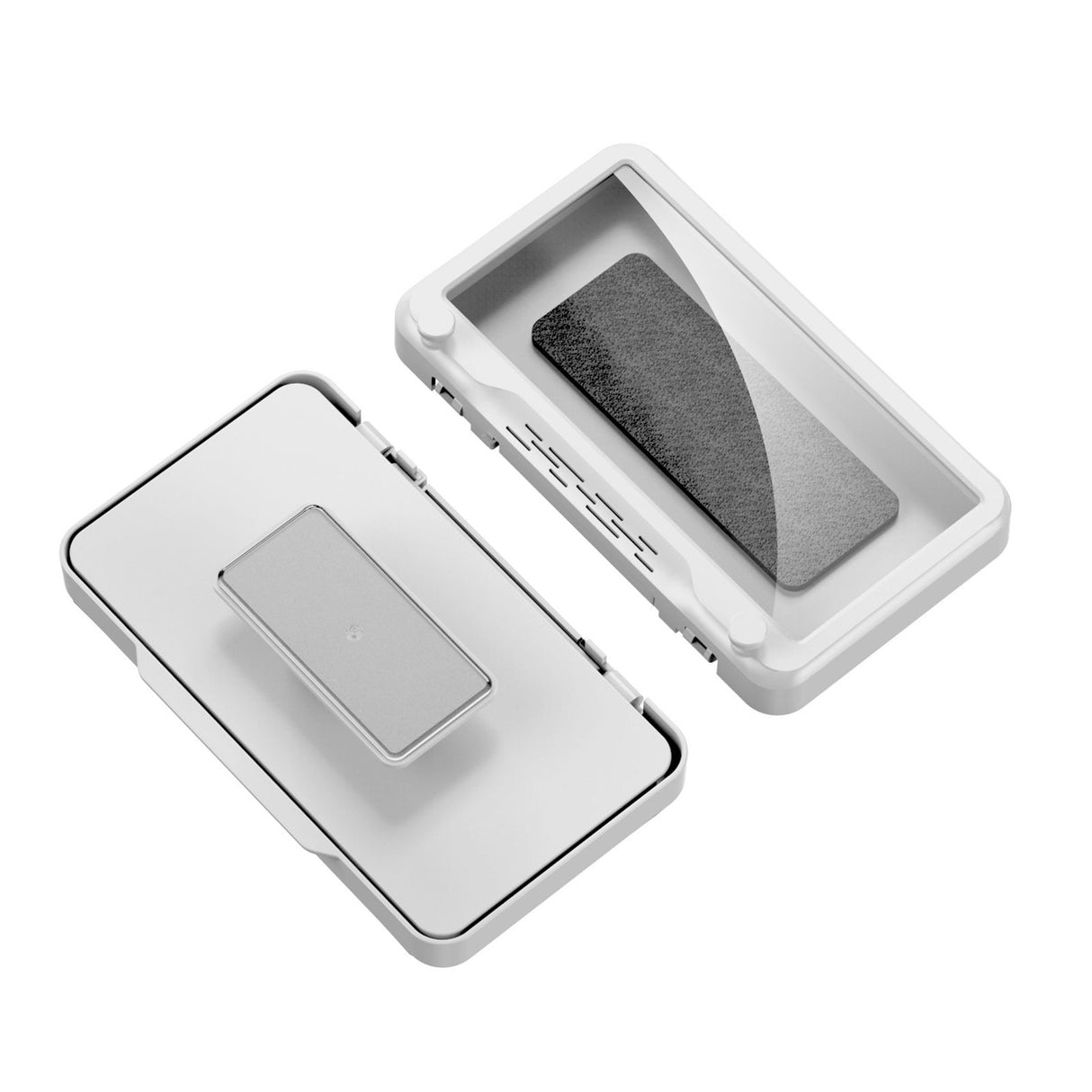 Shower Cell Phone Holder Bathroom 360 Degree Rotatable Drill Free Waterproof Wall Mounted Cell Phone Case White