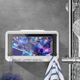Shower Cell Phone Holder Bathroom 360 Degree Rotatable Drill Free Waterproof Wall Mounted Cell Phone Case White