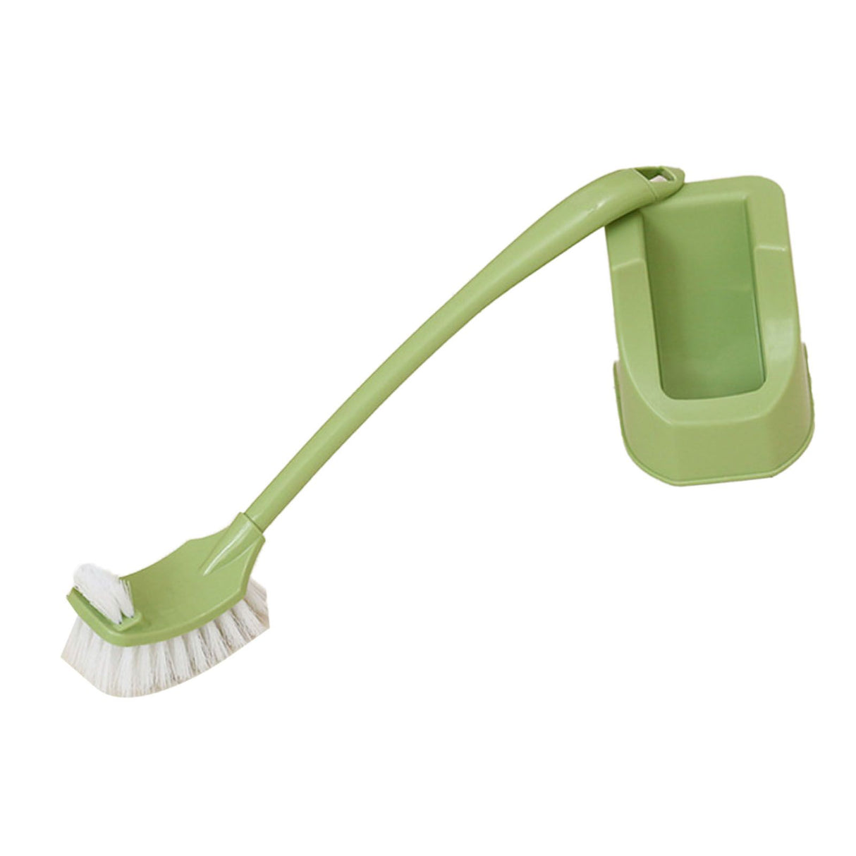 Toilet Brush Set Plastic Double Sided Brush Head Toilet Scrubber Holder Set for Home Hotel Bedroom Green