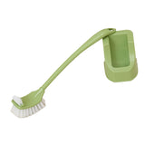 Toilet Brush Set Plastic Double Sided Brush Head Toilet Scrubber Holder Set for Home Hotel Bedroom Green - Front View