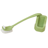Toilet Brush Set Plastic Double Sided Brush Head Toilet Scrubber Holder Set for Home Hotel Bedroom Green - Side View