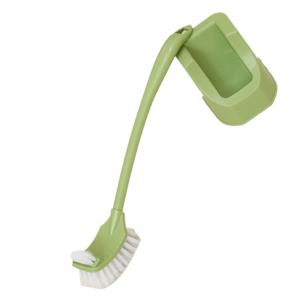 Toilet Brush Set Plastic Double Sided Brush Head Toilet Scrubber Holder Set for Home Hotel Bedroom Green