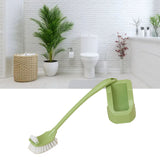 Toilet Brush Set Plastic Double Sided Brush Head Toilet Scrubber Holder Set for Home Hotel Bedroom Green