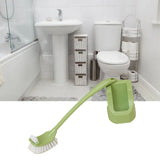 Toilet Brush Set Plastic Double Sided Brush Head Toilet Scrubber Holder Set for Home Hotel Bedroom Green - Extra Image