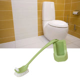 Toilet Brush Set Plastic Double Sided Brush Head Toilet Scrubber Holder Set for Home Hotel Bedroom Green