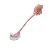 Toilet Brush Set Plastic Double Sided Brush Head Toilet Scrubber Holder Set for Home Hotel Bedroom Pink - Front View