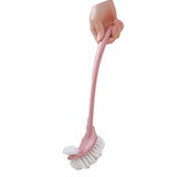 Toilet Brush Set Plastic Double Sided Brush Head Toilet Scrubber Holder Set for Home Hotel Bedroom Pink - Side View
