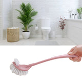 Toilet Brush Set Plastic Double Sided Brush Head Toilet Scrubber Holder Set for Home Hotel Bedroom Pink - Rear View