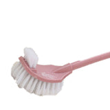 Toilet Brush Set Plastic Double Sided Brush Head Toilet Scrubber Holder Set for Home Hotel Bedroom Pink