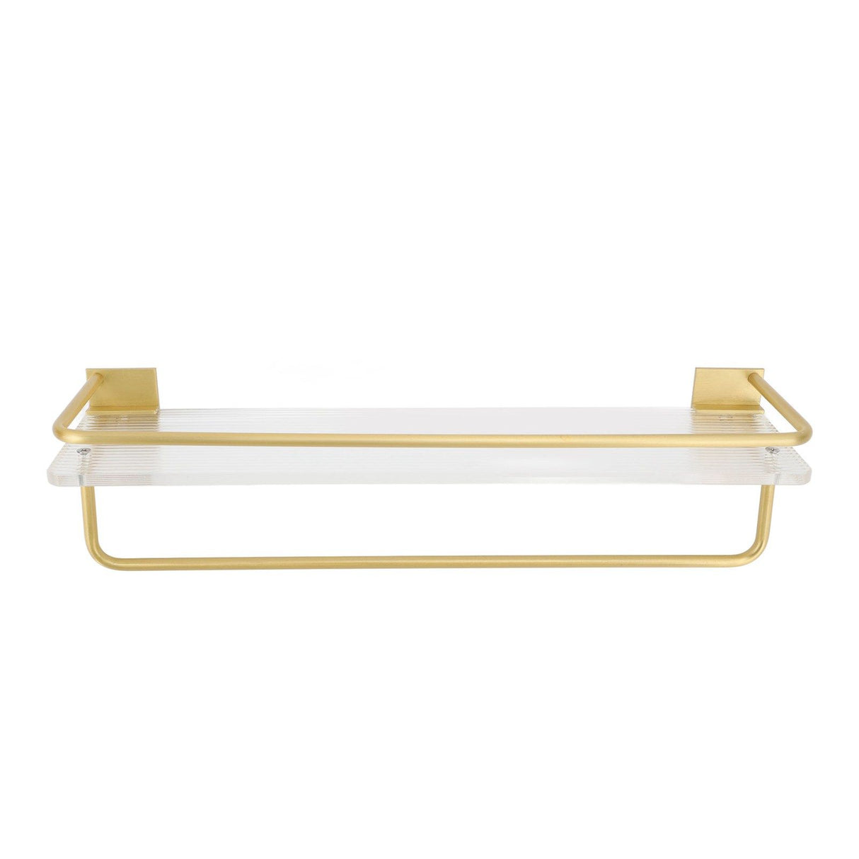 Bathroom Wall Shelf Space Aluminum and Acrylic Rustproof Punch Free Wall Mounted Floating Shelves 40cm Gold