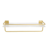 Bathroom Wall Shelf Space Aluminum and Acrylic Rustproof Punch Free Wall Mounted Floating Shelves 40cm Gold