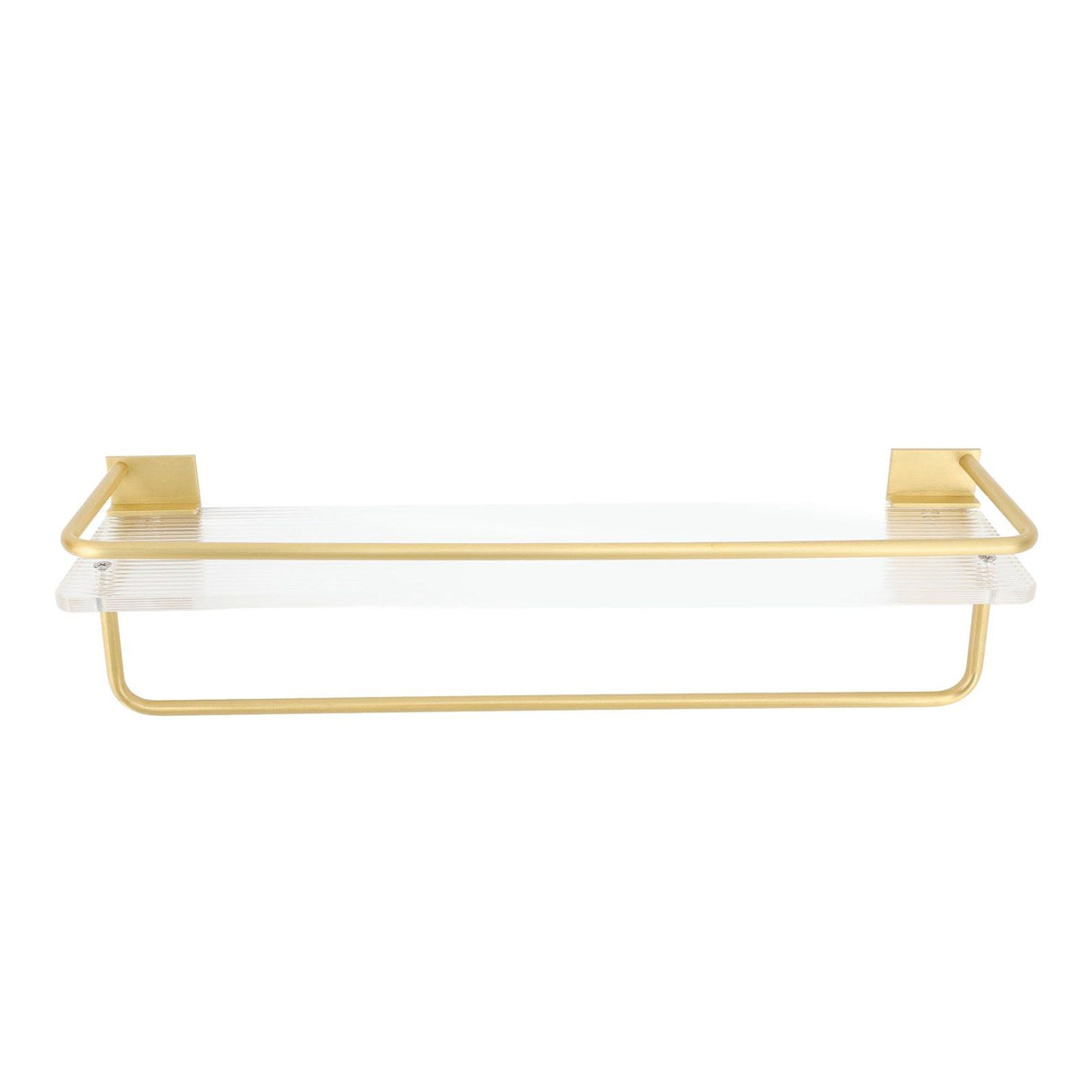 Bathroom Wall Shelf Space Aluminum and Acrylic Rustproof Punch Free Wall Mounted Floating Shelves 40cm Gold