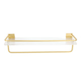Bathroom Wall Shelf Space Aluminum and Acrylic Rustproof Punch Free Wall Mounted Floating Shelves 40cm Gold - Side View