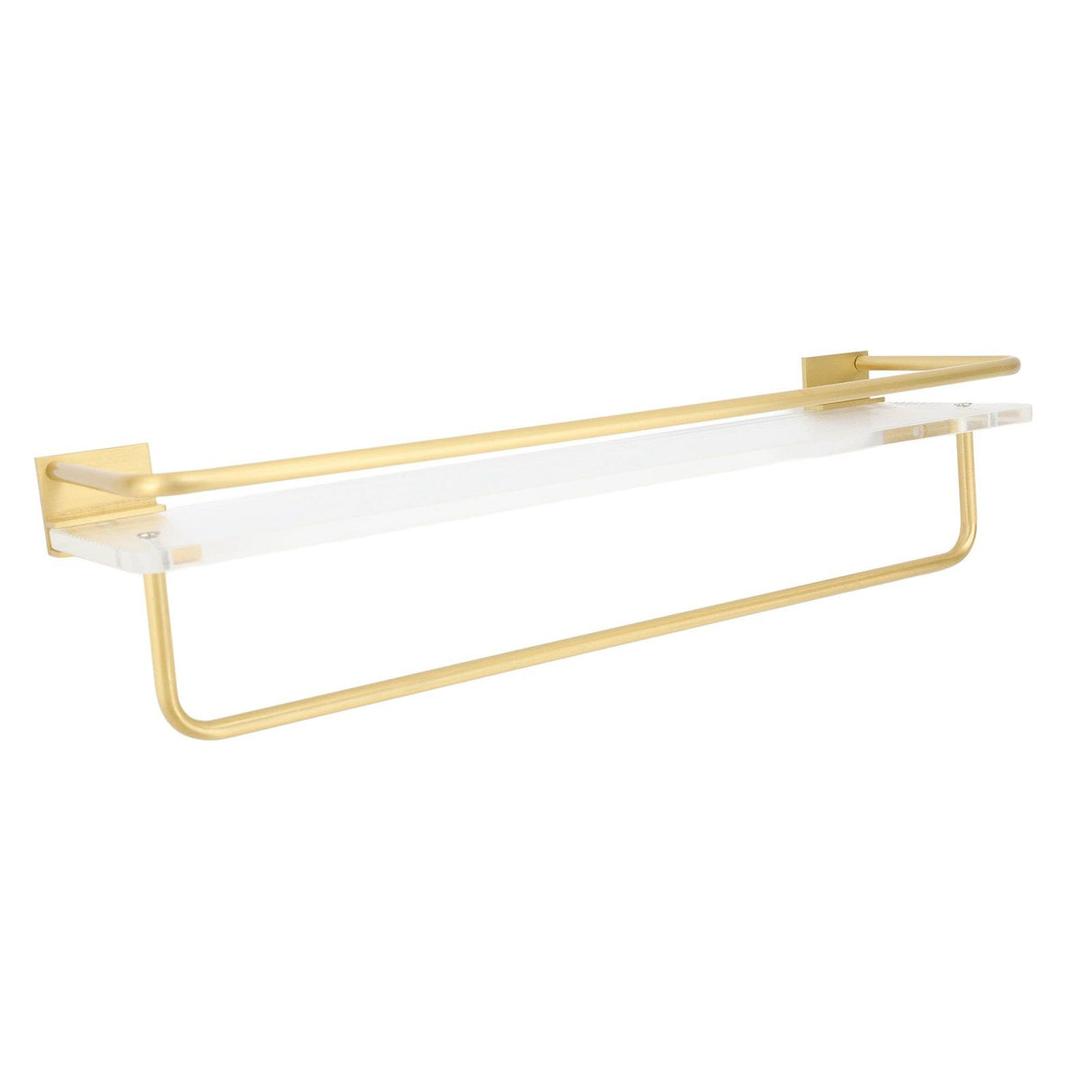 Bathroom Wall Shelf Space Aluminum and Acrylic Rustproof Punch Free Wall Mounted Floating Shelves 40cm Gold