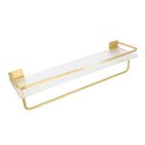 Bathroom Wall Shelf Space Aluminum and Acrylic Rustproof Punch Free Wall Mounted Floating Shelves 40cm Gold