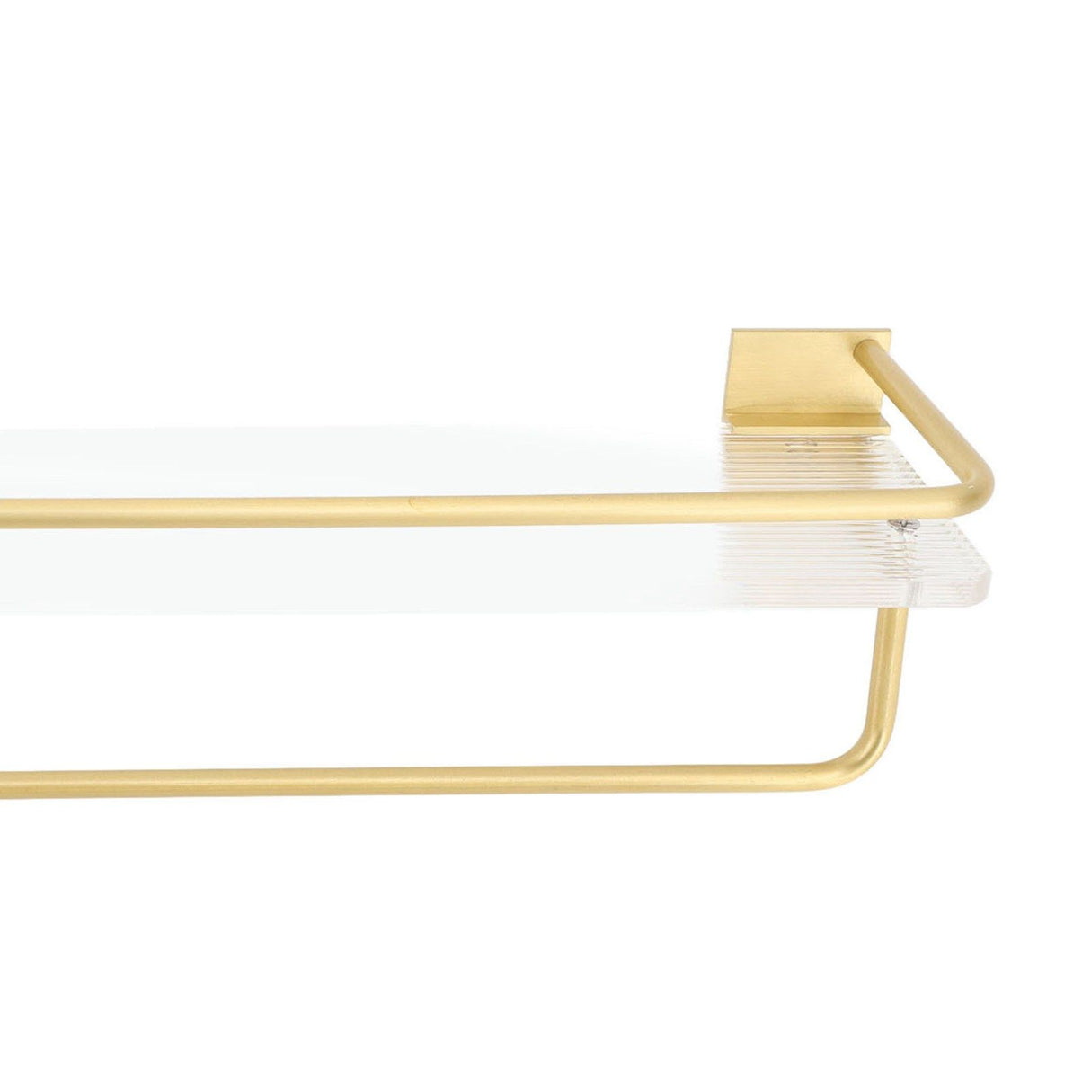 Bathroom Wall Shelf Space Aluminum and Acrylic Rustproof Punch Free Wall Mounted Floating Shelves 40cm Gold