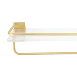 Bathroom Wall Shelf Space Aluminum and Acrylic Rustproof Punch Free Wall Mounted Floating Shelves 40cm Gold - Extra Image