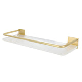 Floating Shelf Space Aluminum Acrylic Wall Mounted Decorative Storage Shelf for Kitchen Bathroom Living Room Bedroom Gold - Front View