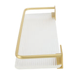 Floating Shelf Space Aluminum Acrylic Wall Mounted Decorative Storage Shelf for Kitchen Bathroom Living Room Bedroom Gold - Low Angle