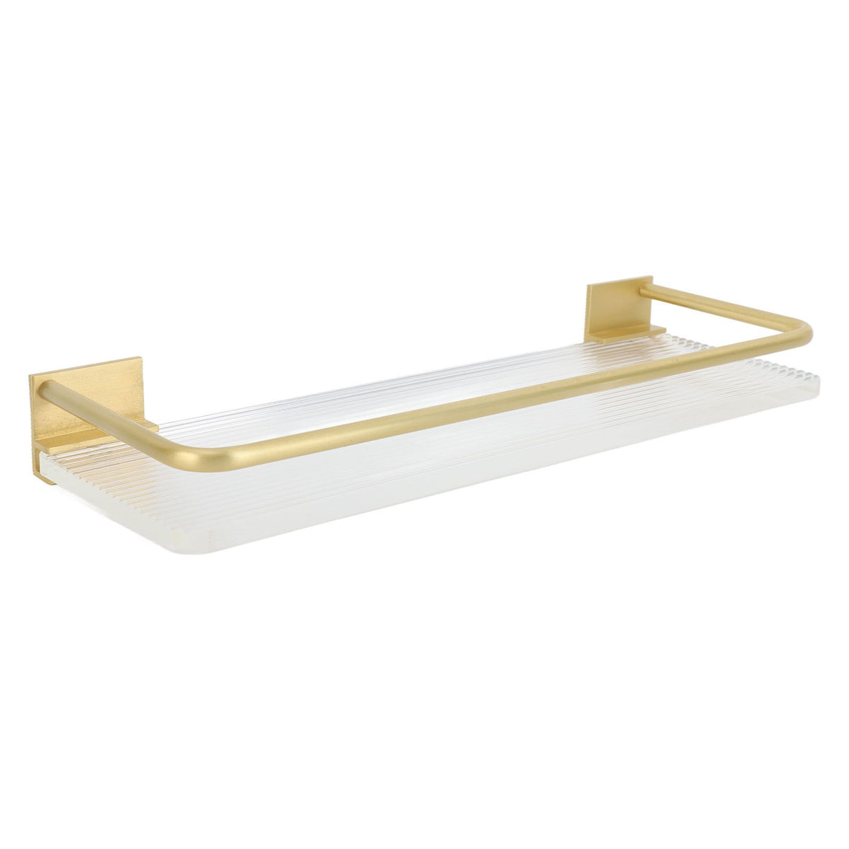 Floating Shelf Space Aluminum Acrylic Wall Mounted Decorative Storage Shelf for Kitchen Bathroom Living Room Bedroom Gold