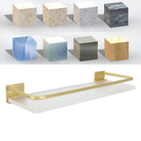 Floating Shelf Space Aluminum Acrylic Wall Mounted Decorative Storage Shelf for Kitchen Bathroom Living Room Bedroom Gold - Extra Image
