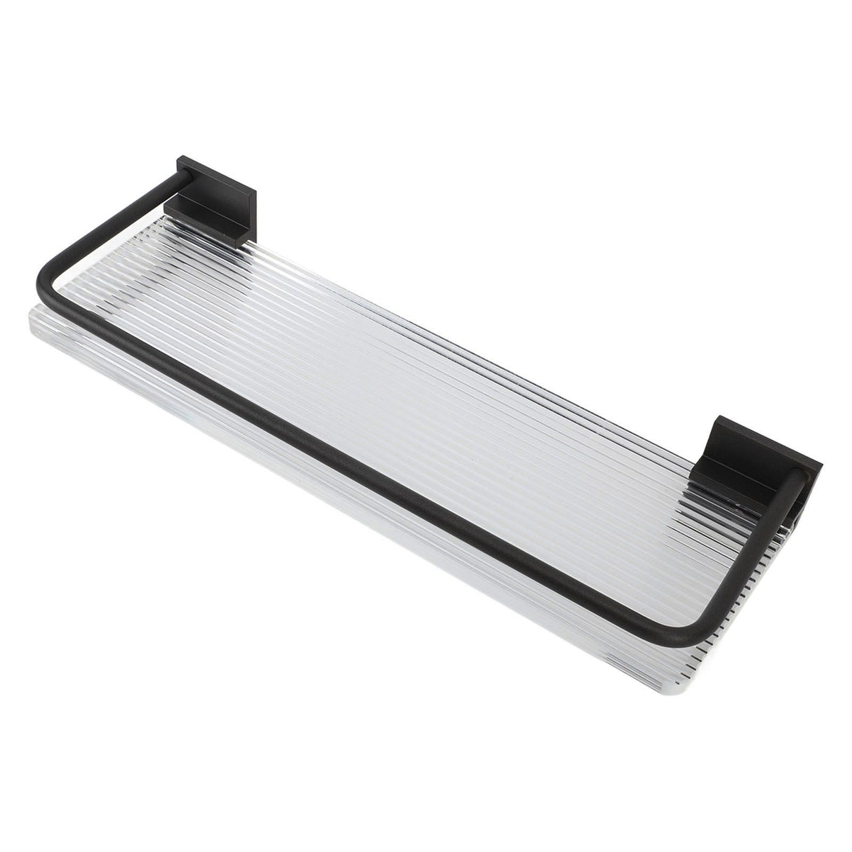 Floating Shelf Space Aluminum Acrylic Wall Mounted Decorative Storage Shelf for Kitchen Bathroom Living Room Bedroom Black