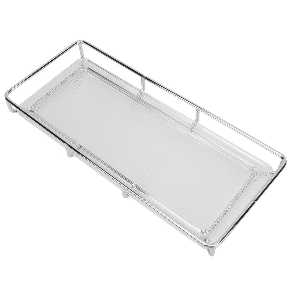 Bathroom Countertop Tray Stainless Steel Acrylic Modern Minimalist Design Space Saving Bathroom Storage Shelf Vanity Tray for Cosmetics Living Goods Silver Single Layer Large Size
