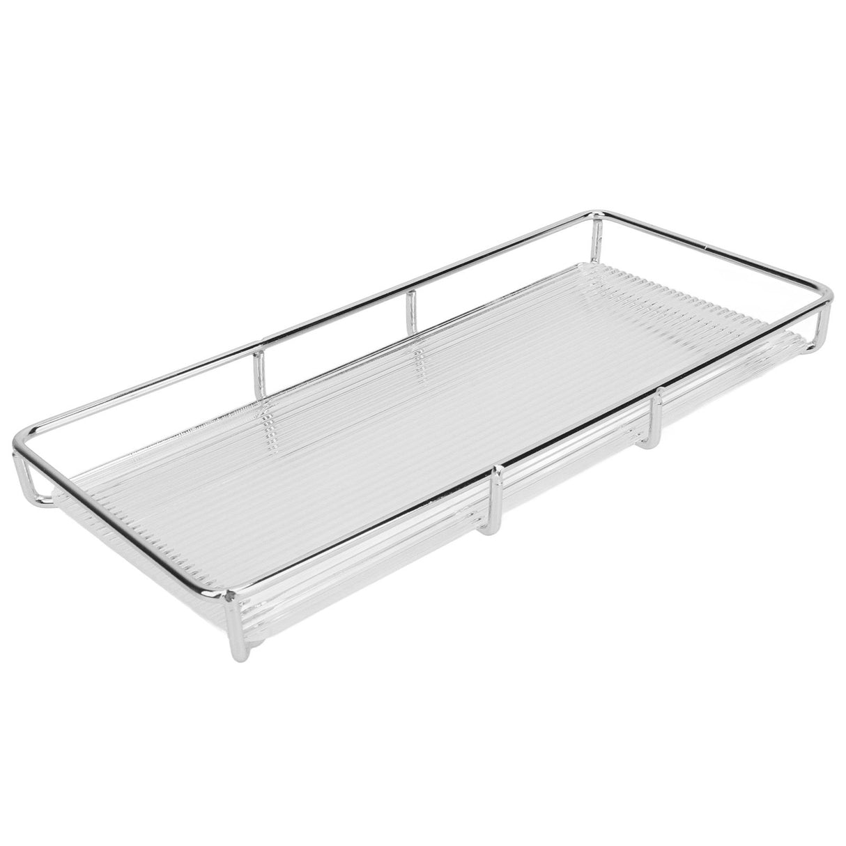 Bathroom Countertop Tray Stainless Steel Acrylic Modern Minimalist Design Space Saving Bathroom Storage Shelf Vanity Tray for Cosmetics Living Goods Silver Single Layer Large Size