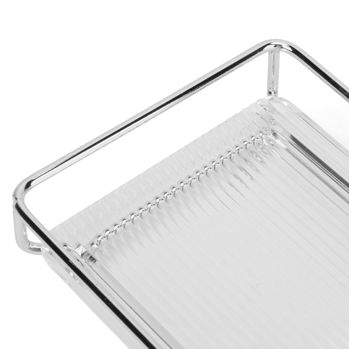 Bathroom Countertop Tray Stainless Steel Acrylic Modern Minimalist Design Space Saving Bathroom Storage Shelf Vanity Tray for Cosmetics Living Goods Silver Single Layer Large Size