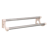 Double Towel Bar Plastic Stainless Steel Bath Towel Rack for Bathroom Double Towel Holder Wall Mount Towel Hanger Beige - Front View