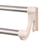 Double Towel Bar Plastic Stainless Steel Bath Towel Rack for Bathroom Double Towel Holder Wall Mount Towel Hanger Beige