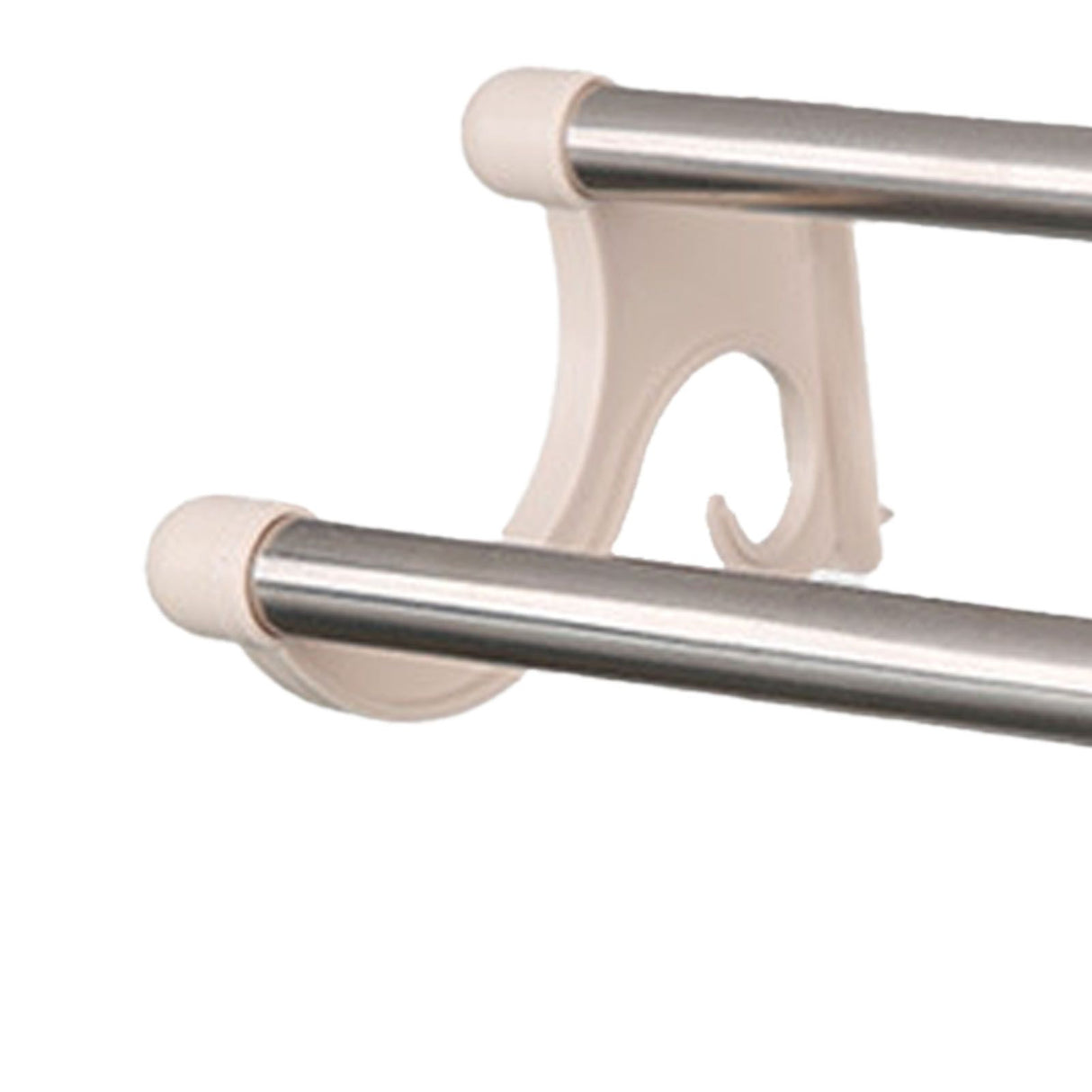 Double Towel Bar Plastic Stainless Steel Bath Towel Rack for Bathroom Double Towel Holder Wall Mount Towel Hanger Beige