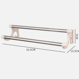 Double Towel Bar Plastic Stainless Steel Bath Towel Rack for Bathroom Double Towel Holder Wall Mount Towel Hanger Beige - Extra Image