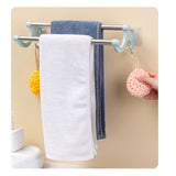 Double Towel Bar Plastic Stainless Steel Bath Towel Rack for Bathroom Double Towel Holder Wall Mount Towel Hanger Green