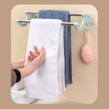 Double Towel Bar Plastic Stainless Steel Bath Towel Rack for Bathroom Double Towel Holder Wall Mount Towel Hanger Green - Extra Image