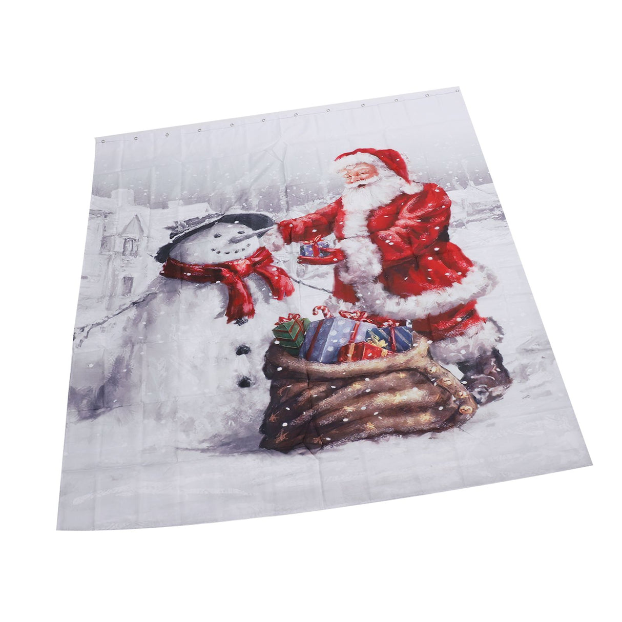Christmas Shower Curtain Exquisite Digital Printing Thickened Waterproof Fabric Shower Curtain for Bathroom