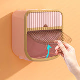 Toilet Paper Holder Wall Mounted Bathroom Tissue Roll Paper Towel Holder Tissue Dispensers for Household Pink - Rear View