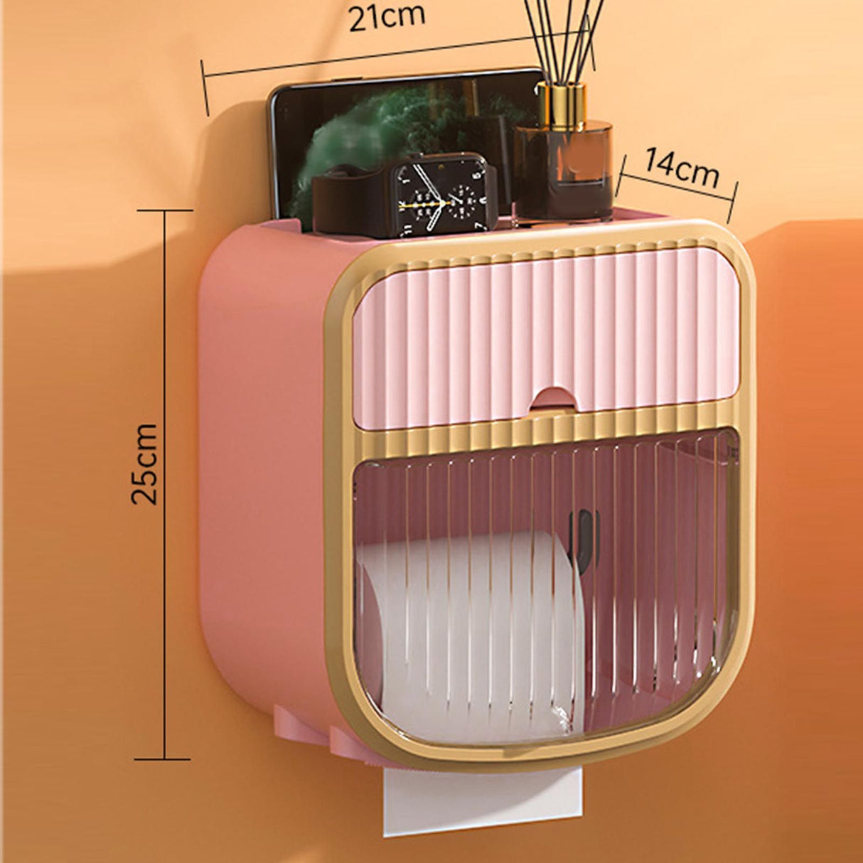 Toilet Paper Holder Wall Mounted Bathroom Tissue Roll Paper Towel Holder Tissue Dispensers for Household Pink