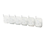 6PCS Acrylic Adhesive Hook Wall Mount Traceless Drilling Free Strong Bearing Capacity for Kitchen Bathroom White