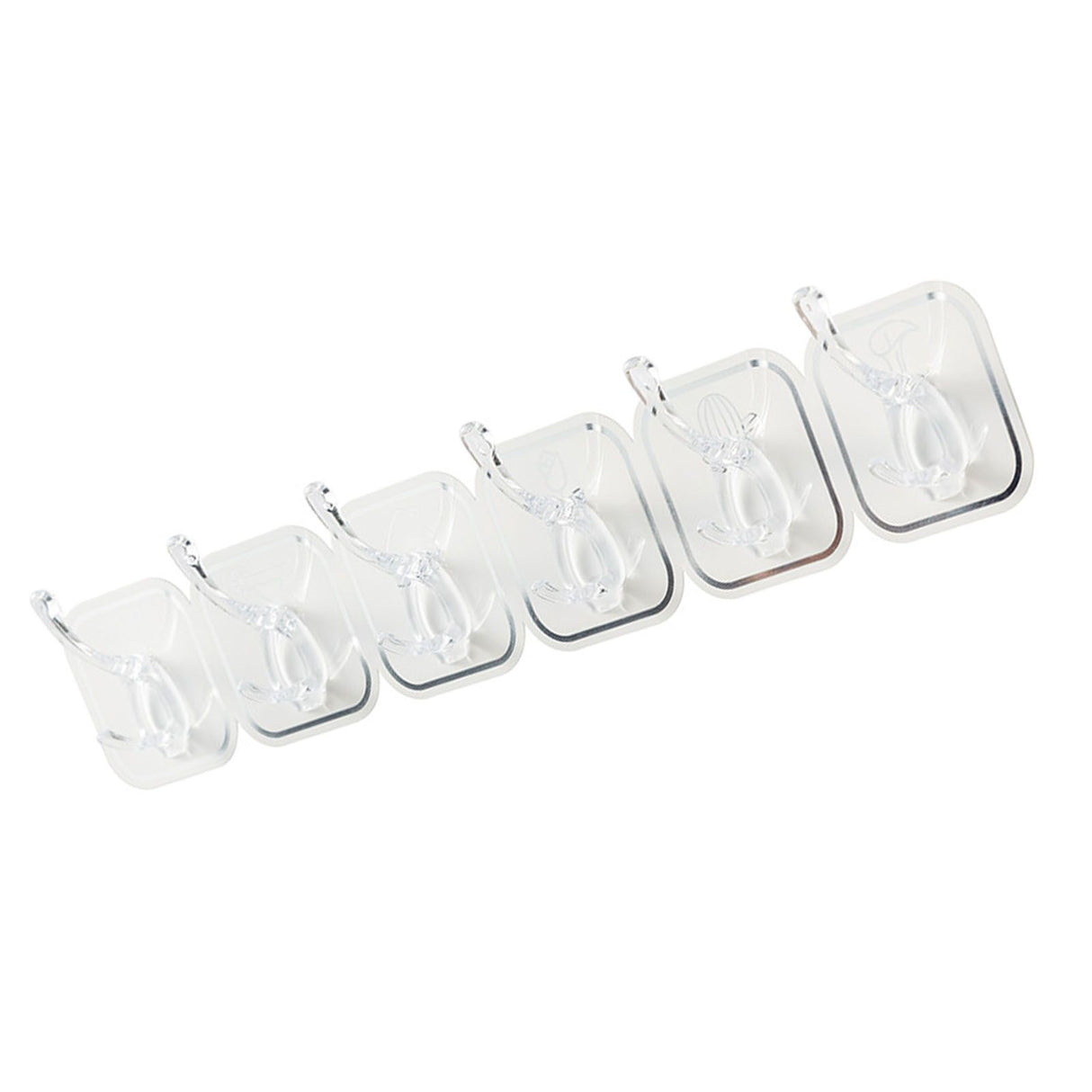 6PCS Acrylic Adhesive Hook Wall Mount Traceless Drilling Free Strong Bearing Capacity for Kitchen Bathroom White