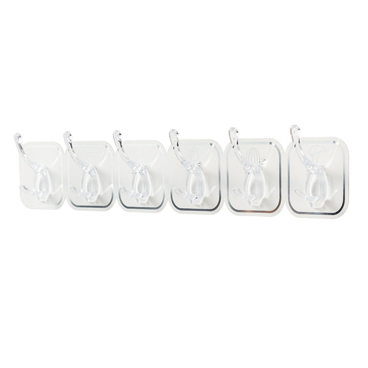 6PCS Acrylic Adhesive Hook Wall Mount Traceless Drilling Free Strong Bearing Capacity for Kitchen Bathroom White