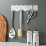 6PCS Acrylic Adhesive Hook Wall Mount Traceless Drilling Free Strong Bearing Capacity for Kitchen Bathroom White