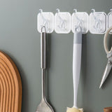 6PCS Acrylic Adhesive Hook Wall Mount Traceless Drilling Free Strong Bearing Capacity for Kitchen Bathroom White - Extra Image