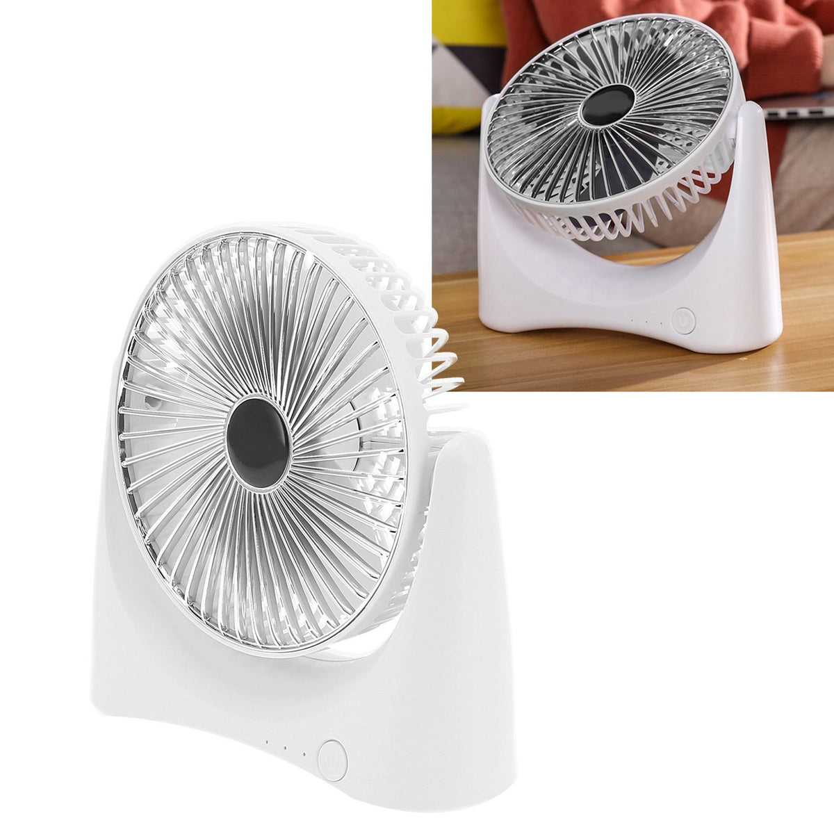 Mini Desktop Fan USB Charging 3 Speed Adjustable Cooling Fan for Home Office Living Room