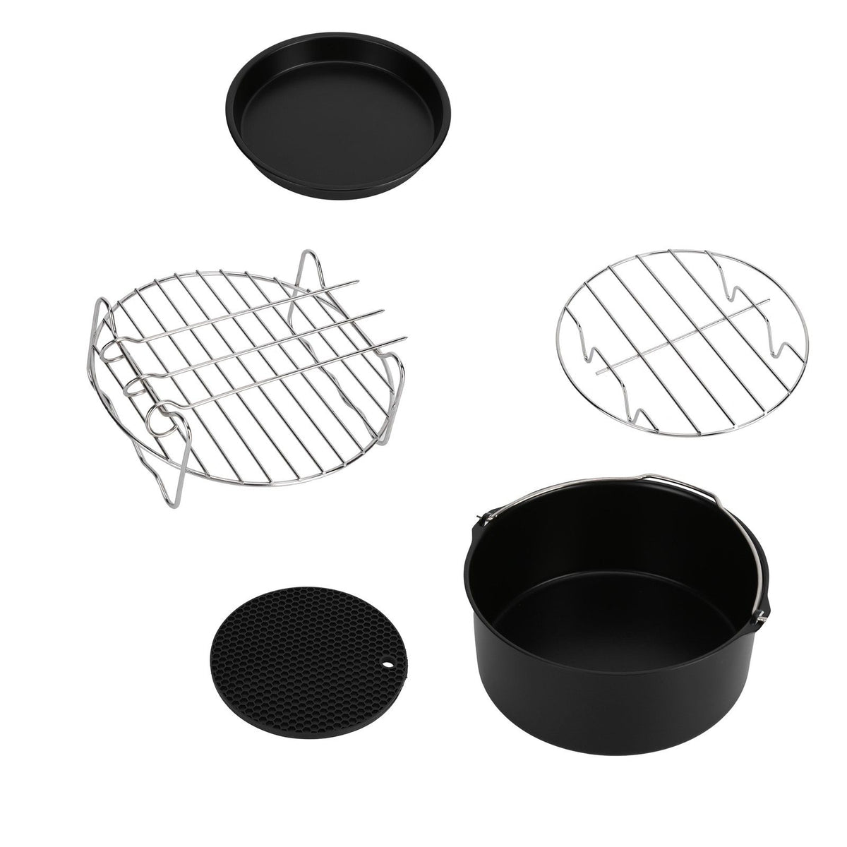 Fryer Accessories Pizza Pan Cake Pan Silicone Pad Skewers Grill Rack Baking Tray for 7in Fryer